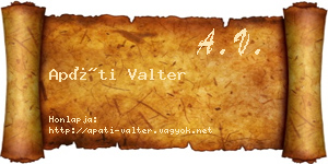 Apáti Valter névjegykártya